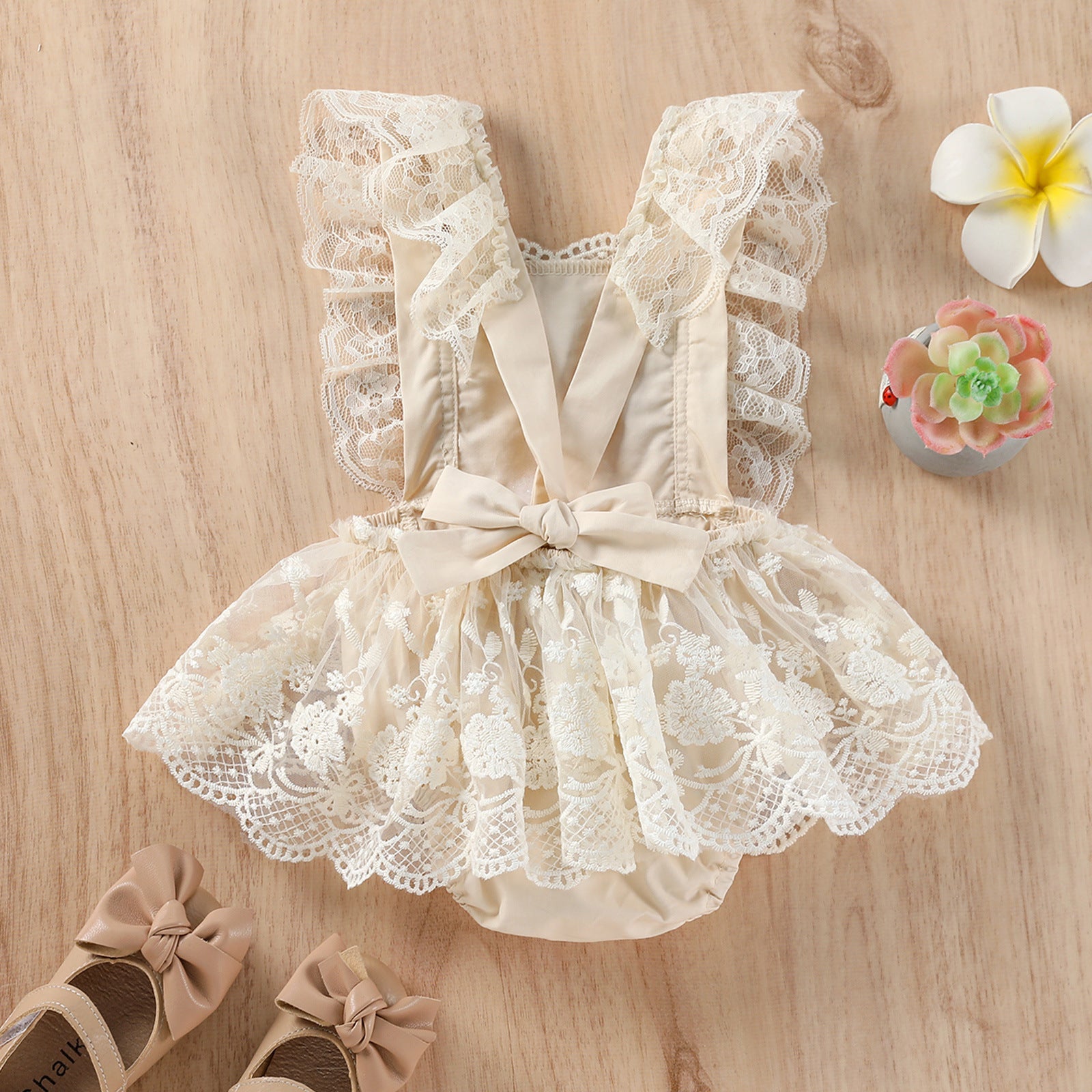 Sleeveless Lace Girls Romper Dress