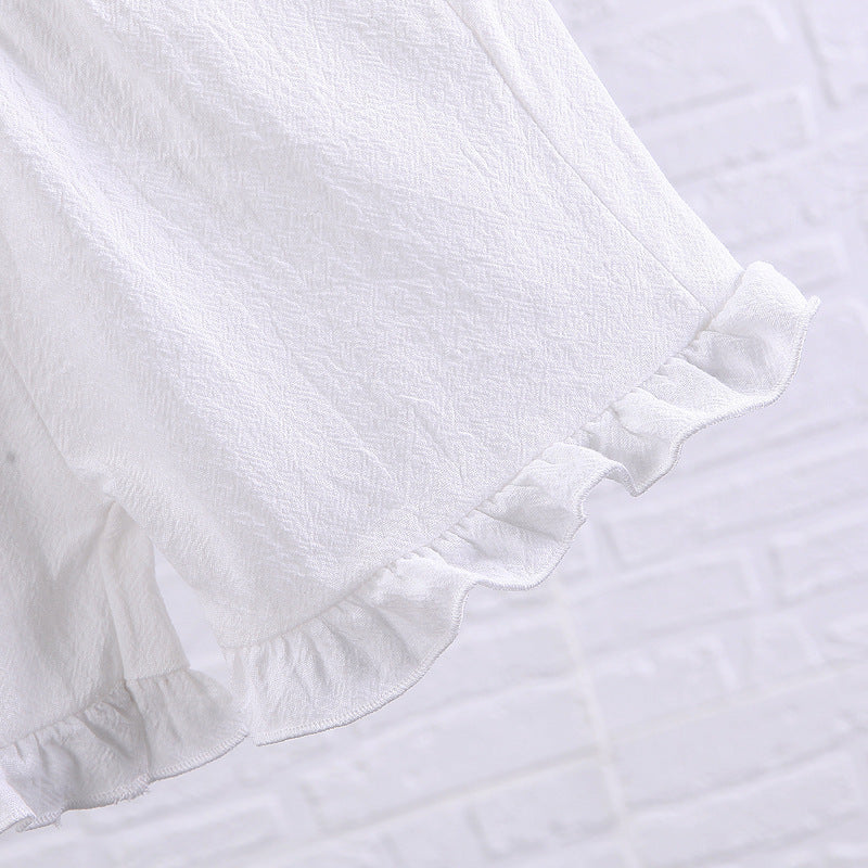 Smart Button Girls Shirt with Trendy Shorts Set