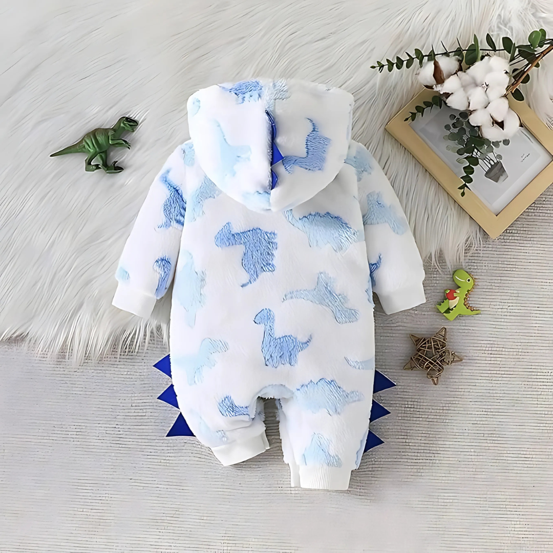 Cozy Fleece Dino Baby Boys Girls Romper Jumpsuit