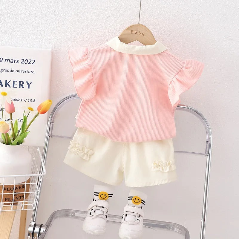 Strawberry Collared Girls Clothing Set