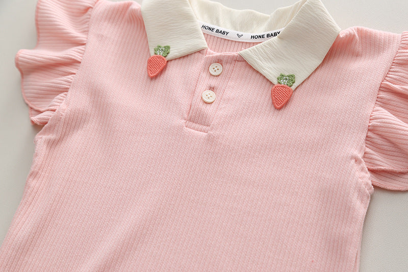Strawberry Collared Girls Clothing Set