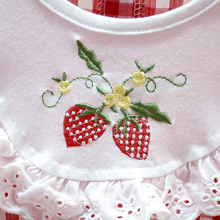Strawberry Plaid Baby Girls Romper