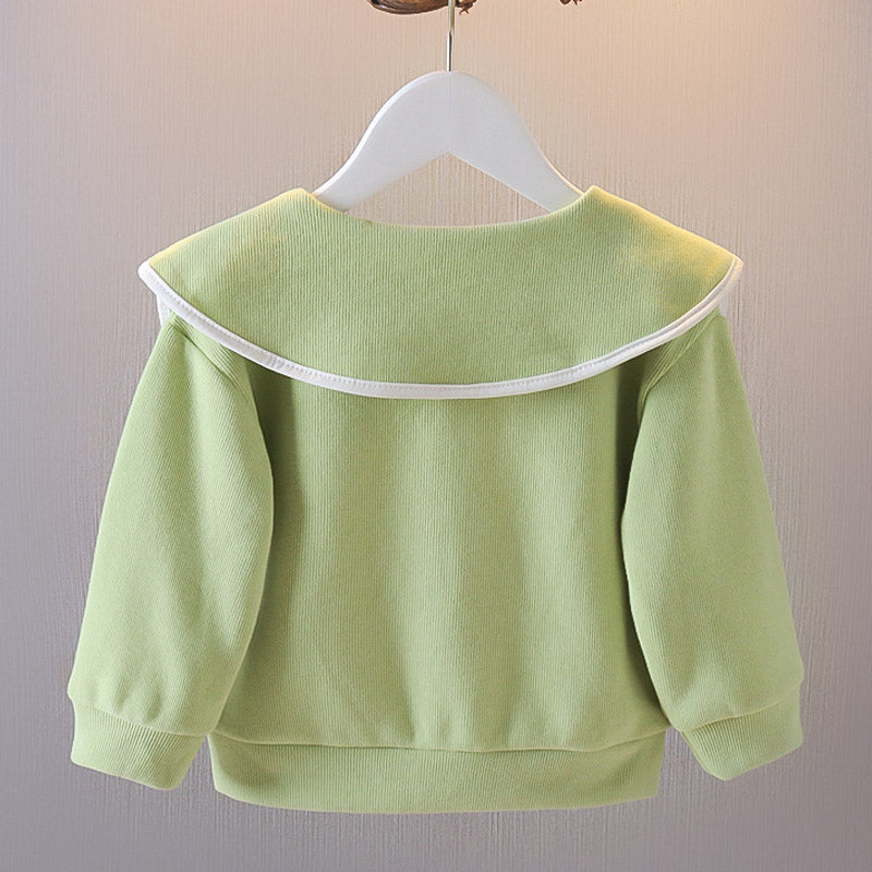 Stylish Collared Strawberry Little Girls Top