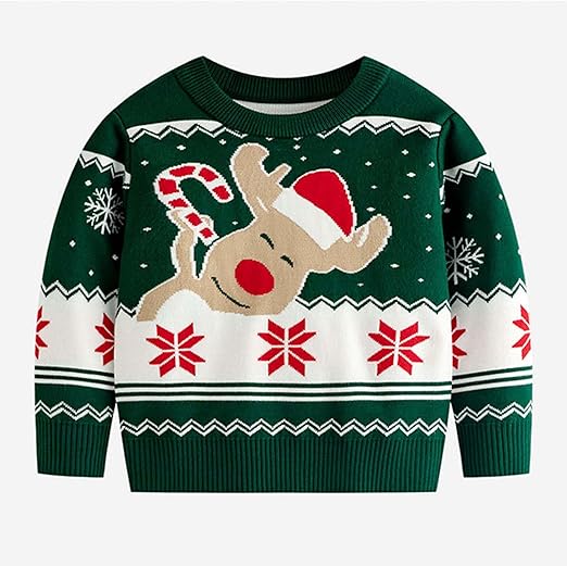 Winter Cozy Boys and Girls Green Sweater