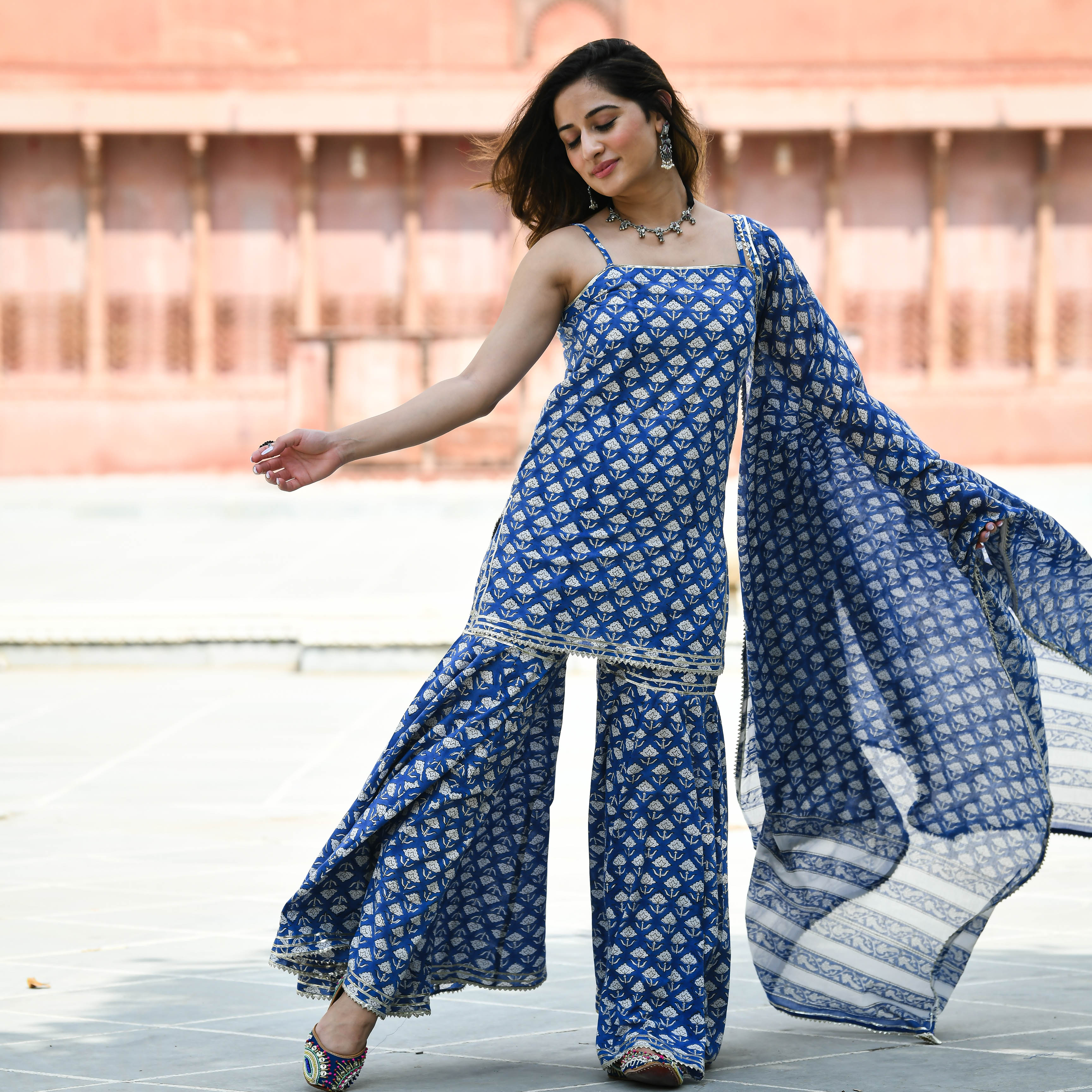 Bunaai Sitara Handblock Printed Suit Set