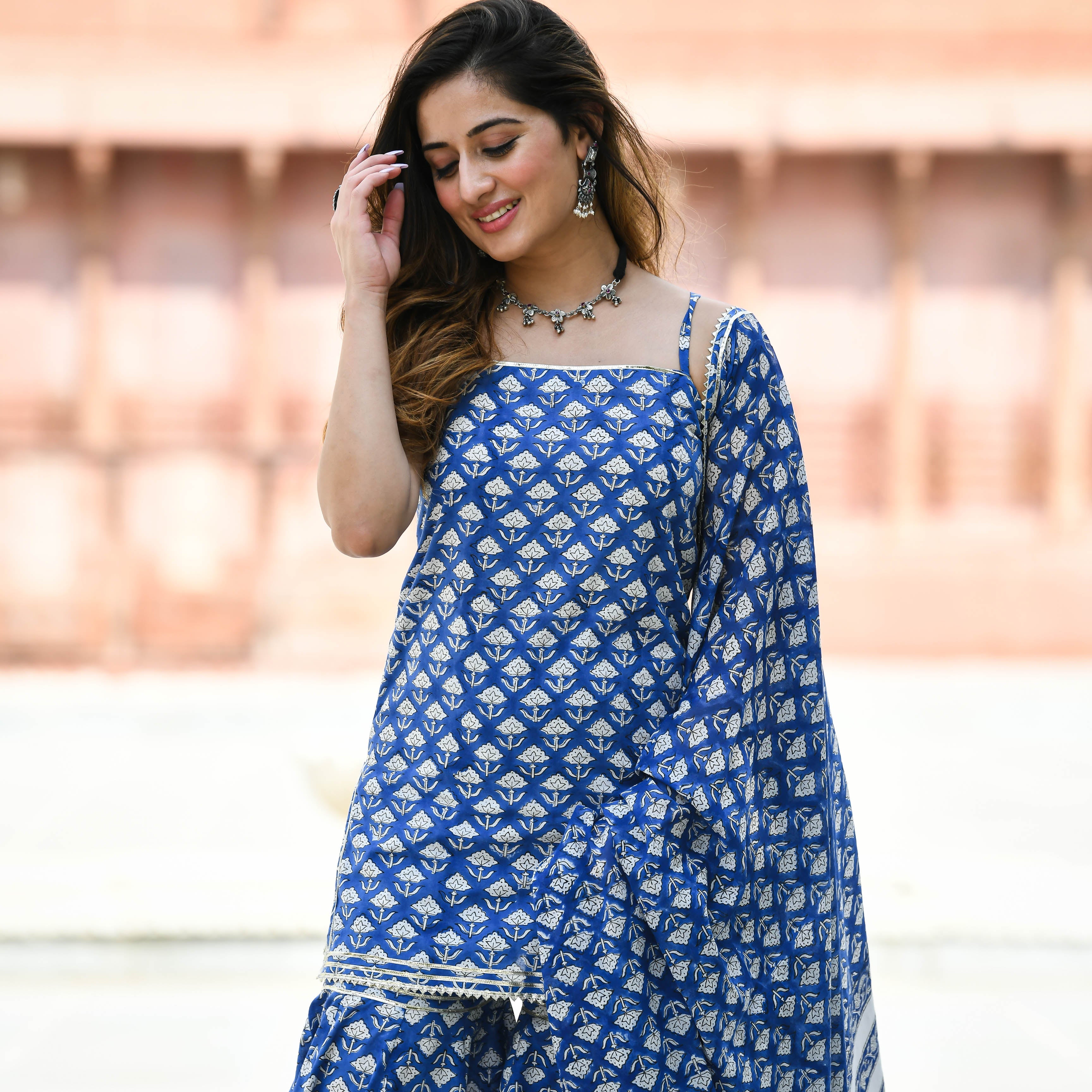 Bunaai Sitara Handblock Printed Suit Set