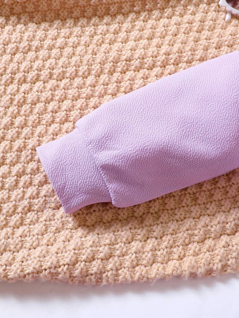 Purple Pleated Skirt and Sweatshirt Set