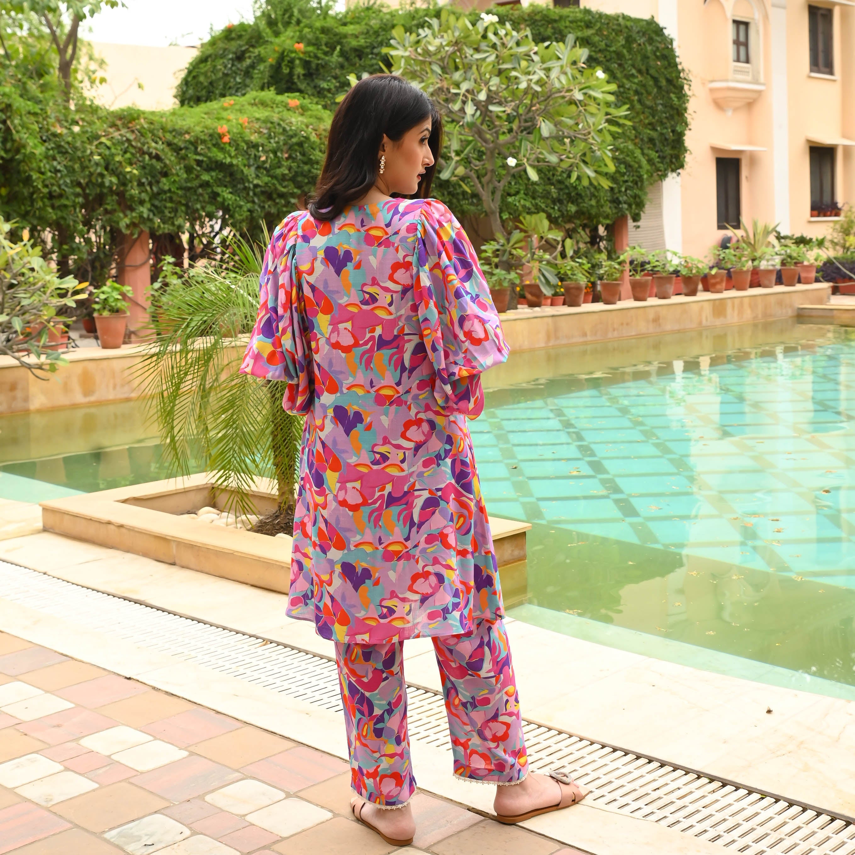 Vibrant Print Kurta Pants