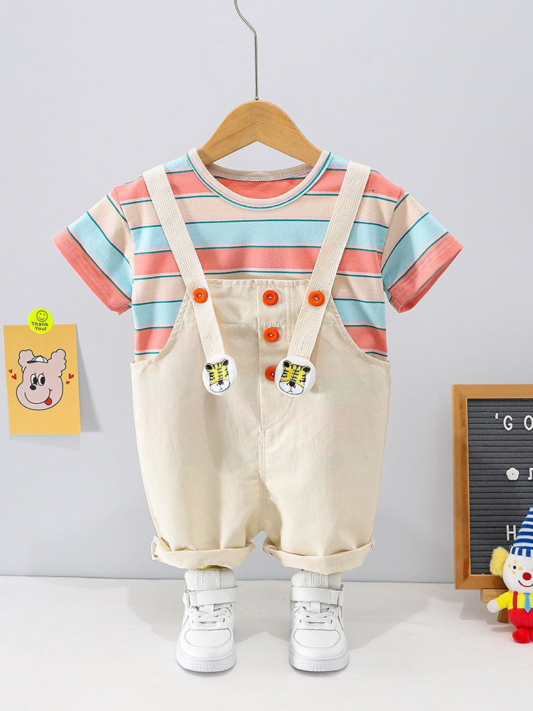 Striped Dungaree Set