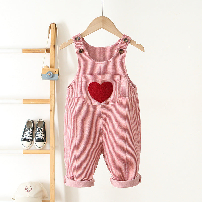 Corduroy Love Girls Embroidered Jumpsuit