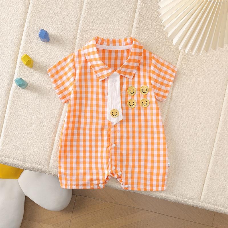 Tie & Checks Baby Boys Romper