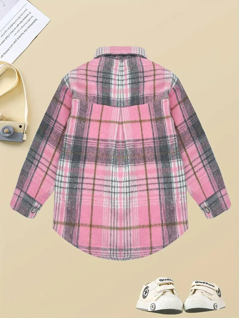 Pink Plaid Jacket Boys Shirt