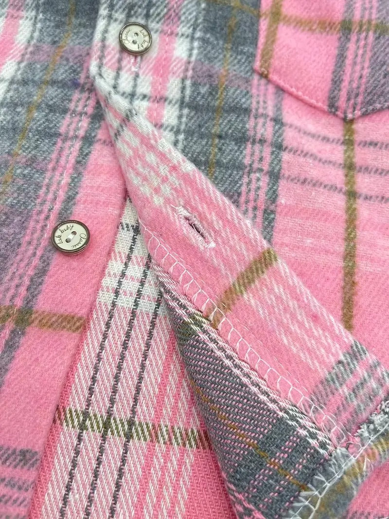 Pink Plaid Jacket Boys Shirt
