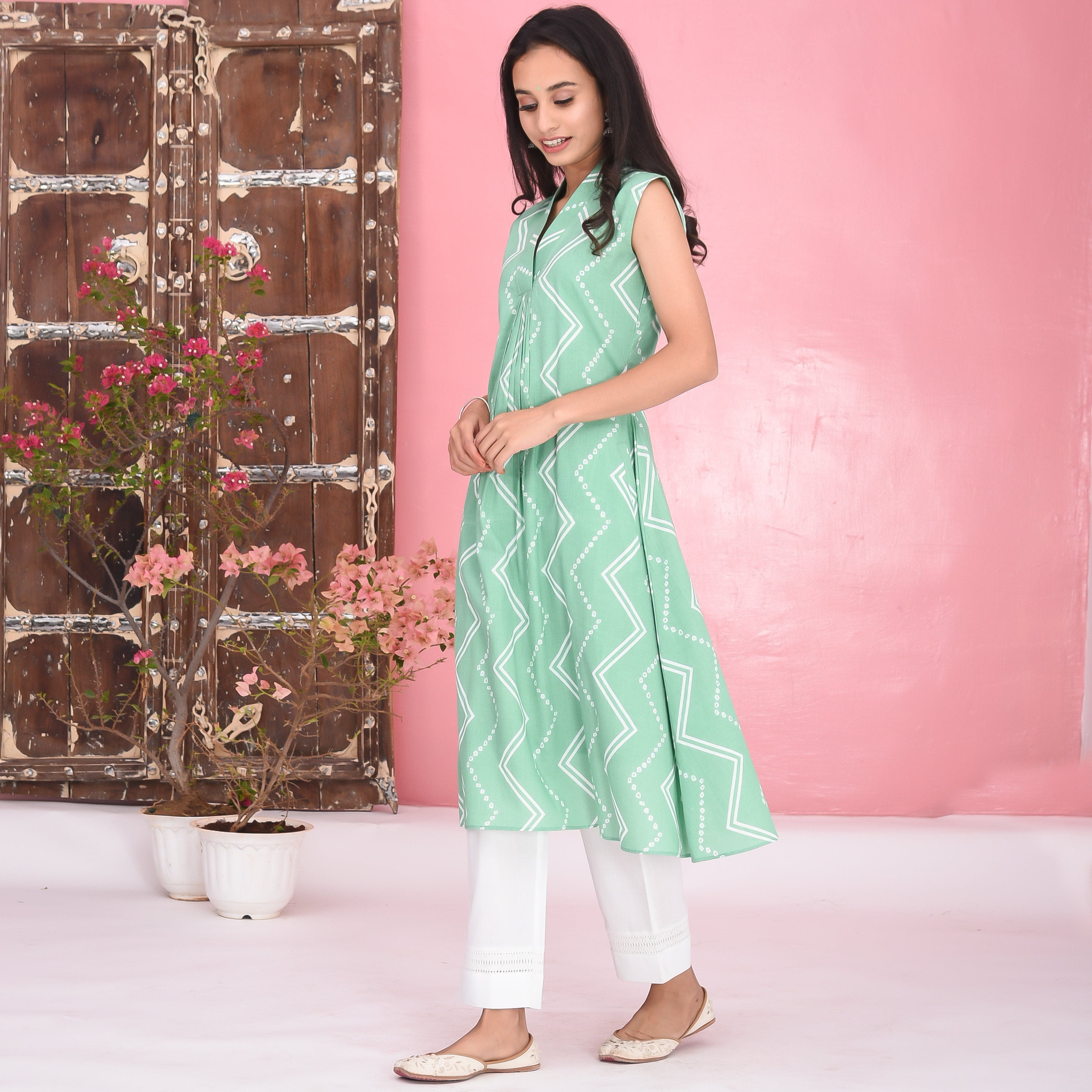 Light Green Cotton Kurta Set